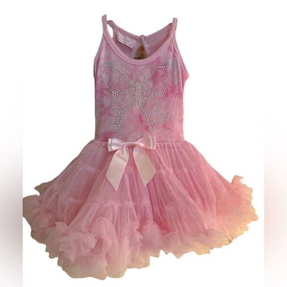 Popatu Pink Butterfly Rhinestone Tutu Dress – Toddler Girls Size Small - Picture 1 of 10